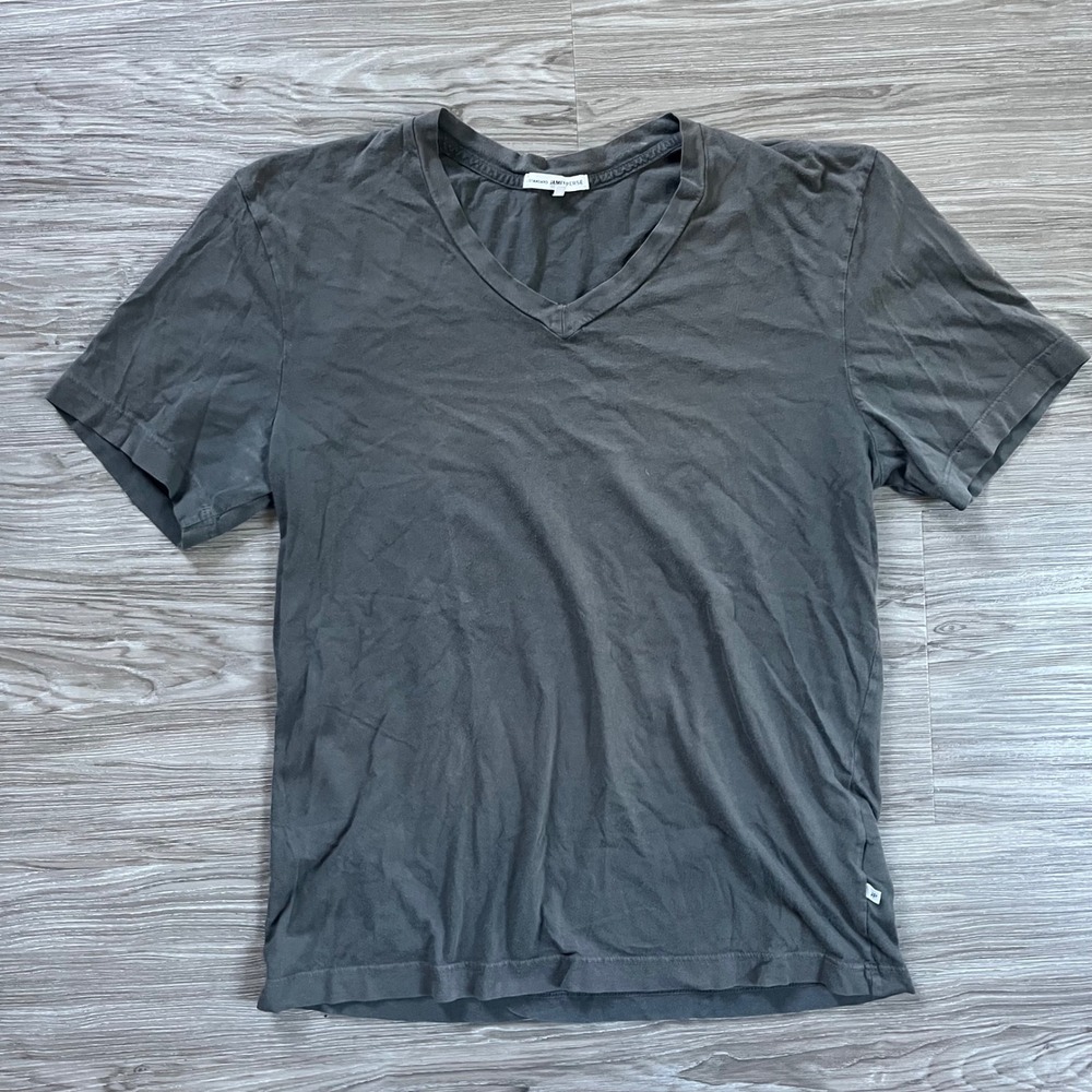 James Perse Standard V-Neck T-Shirt Charcoal Gray MLJ3143 Mens Size 1 S